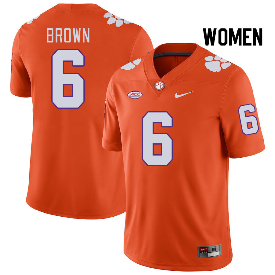 Women's Clemson Tigers Tyler Brown #6 College Orange NCAA Authentic Football Stitched Jersey 23OC30FF